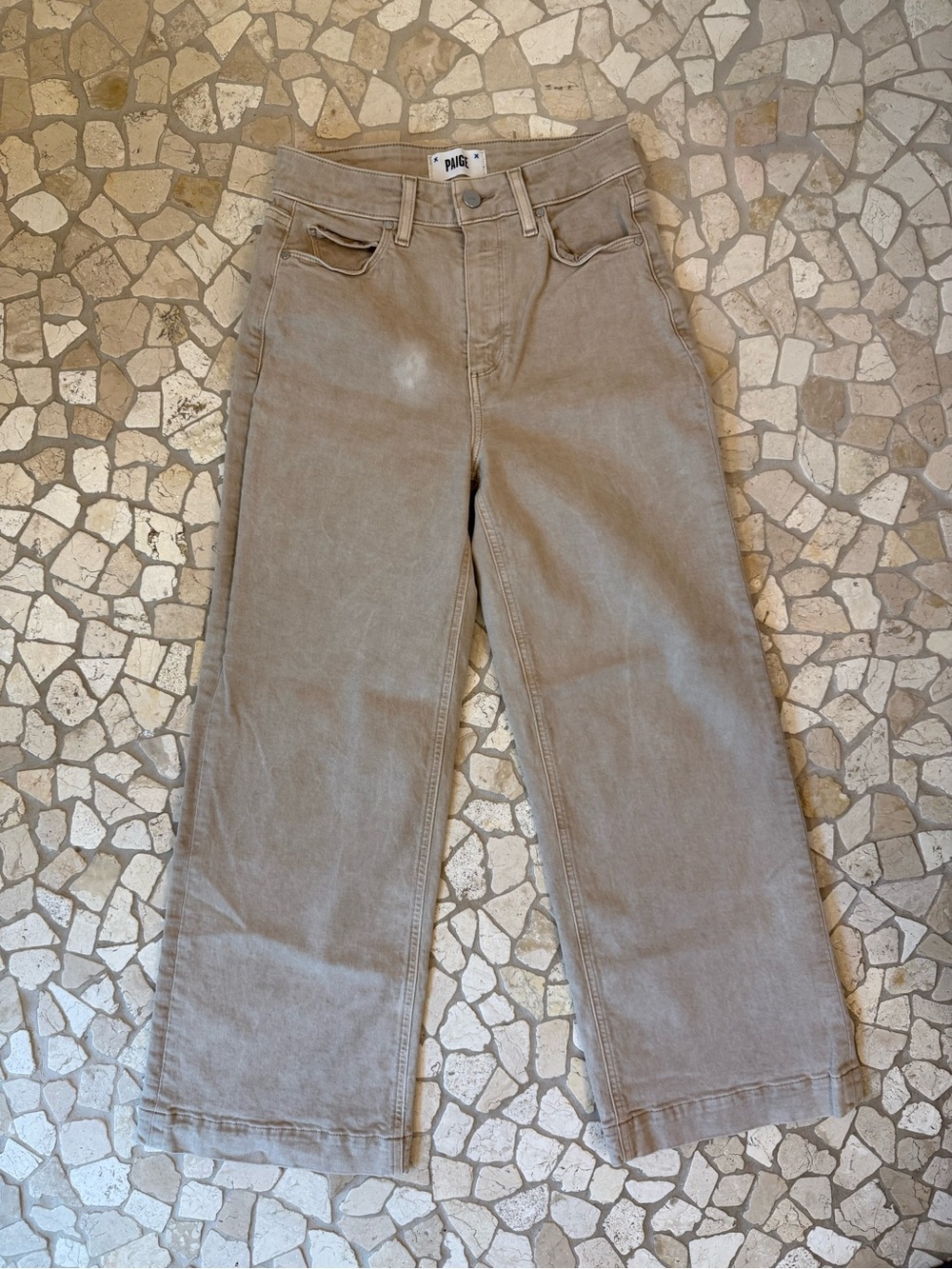 PAIGE High-Rise Wide Leg Jeans in Taupe Brown